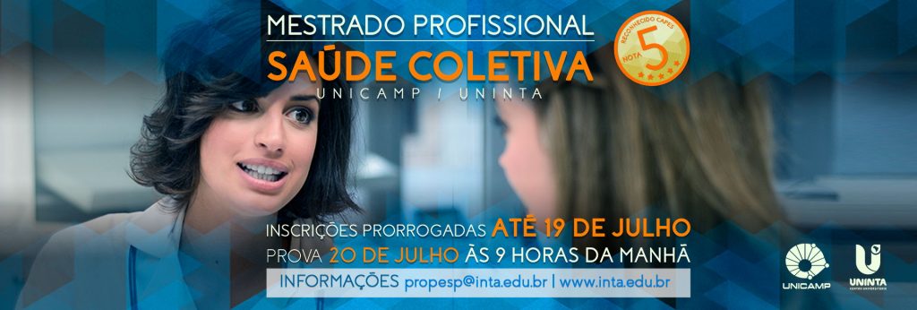 Inscrições prorrogadas Mestrado em Saúde Coletiva