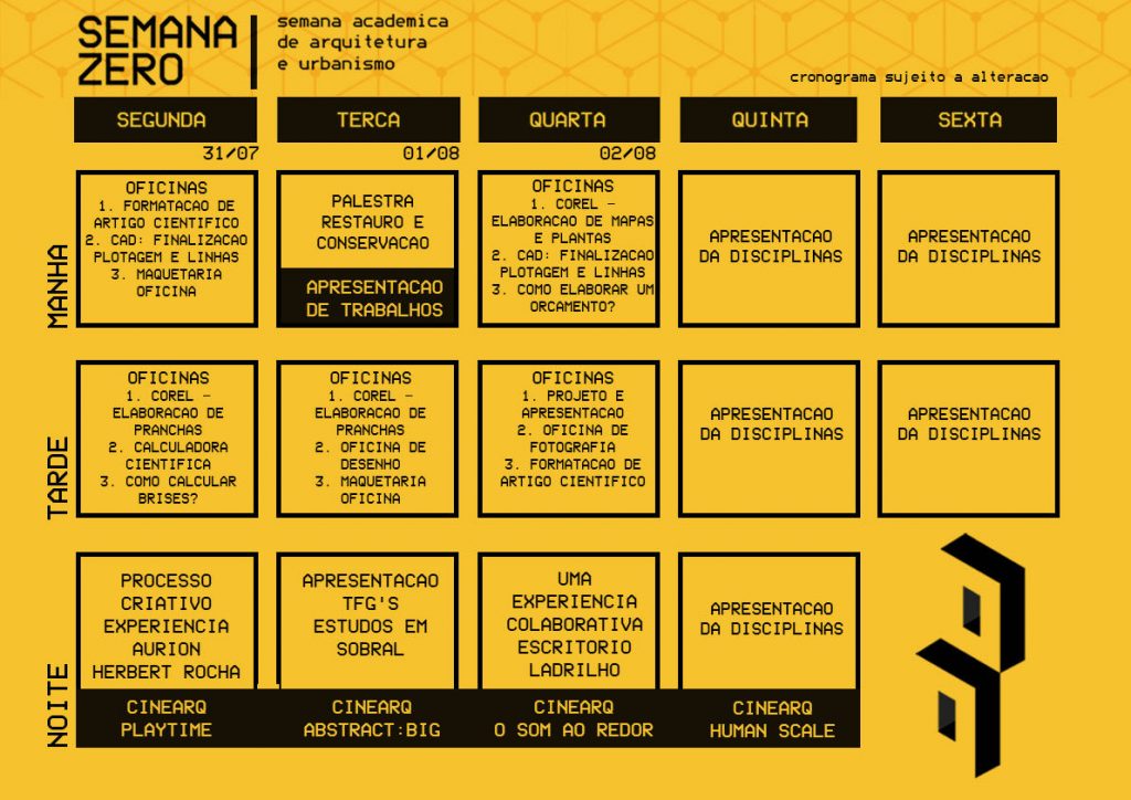 Cronograma - Semana Zero