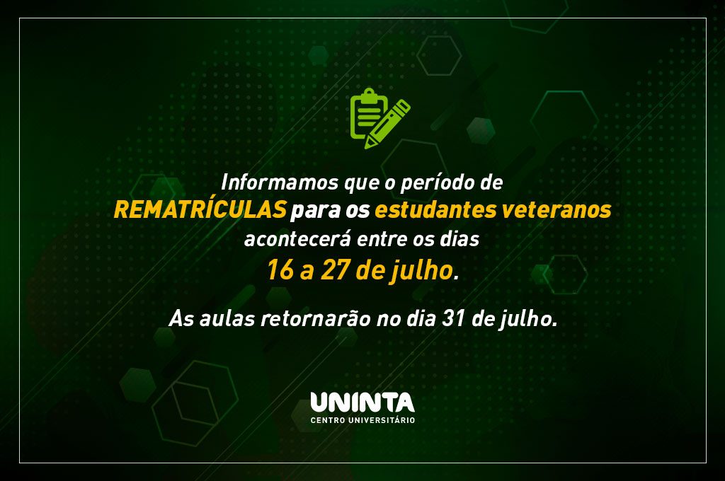 Prazo de rematrículas do semestre 2018.2 iniciará dia 16 de julho