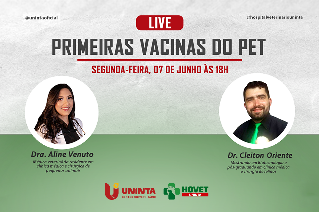 Vacinação de Pets: Hospital Veterinário do UNINTA promove live na segunda-feira, 7 de junho